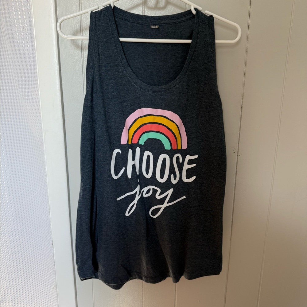 Choose Joy Graphic Tank Top - Black